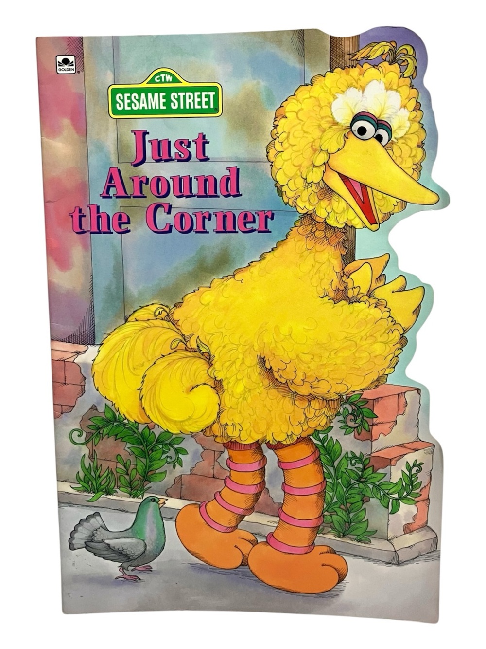 Rare Sesame Street 90s Vintage Book 15'' Golden Shape 1994 Just Around TheCorner